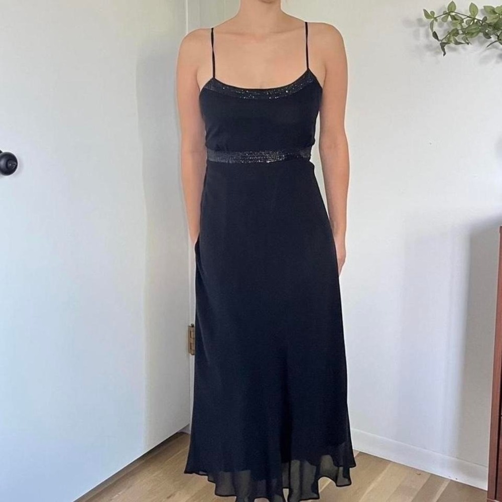 Vintage Silk Slip Y2K Little Black Dress - Picture 2 of 7